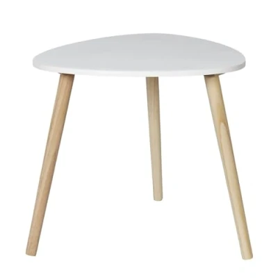 Afbeelding van Home deco factory Bijzettafel Shelly hout wit D48 x H46 cm