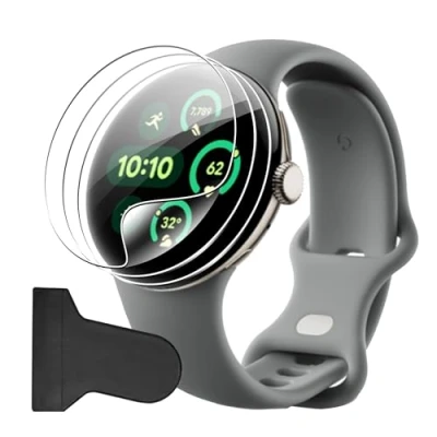 Afbeelding van Heioloo 5 stuks voor Google Pixel Watch 3 45 mm beschermfolie, displaybescherming, HD flexibele folie TPU displaybeschermfolie, anti kras, waterdicht, olie, ultrabestendig