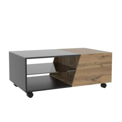 Afbeelding van Vicco Salontafel Yukon, Hout/Zwart, 100 x 40 cm