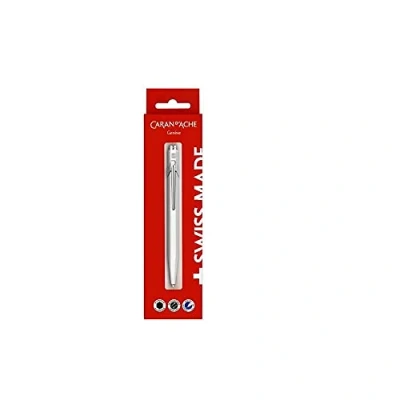 Afbeelding van Caran d&#039;Ache Balpen 849 Metal White in blister etui, kleur blauw, afmetingen: ca. 14 cm, 0849.611