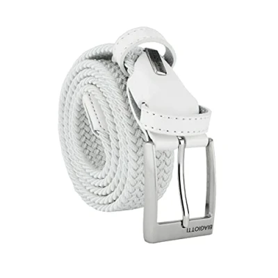 Afbeelding van Biagiotti Gevlochten elastische riem, man en vrouw, met echt lederen inzetstukken geschenkdoos (125 (taglia 54 56), Wit)