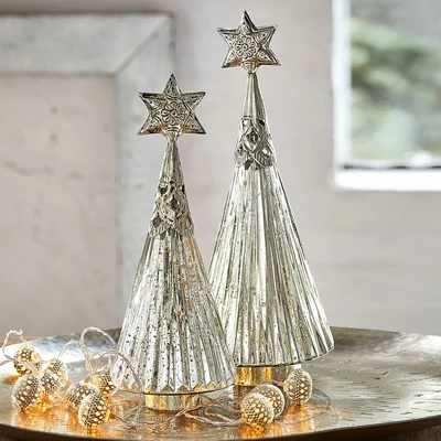 Afbeelding van LOBERON Sierkerstboom set van 2 Lillemor zilverkleurig