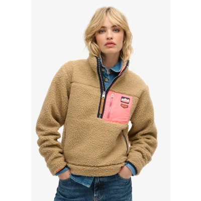 Afbeelding van Superdry Vintage retro fleecetrui met halve rits Dames Truien