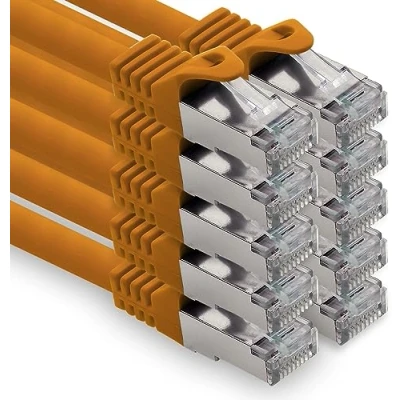 Afbeelding van freiwerk 0,5 m oranje verpakking van 10 CAT.7 netwerkkabel Lan Ethernet patchkabel s FTP LSZH PIMF 10GB RJ45 plug Cat6a