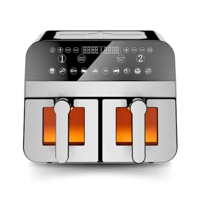 Afbeelding van Comfy Nest Dubbele Airfryer XXL CN AFD45WS 2400W Duo met venster 9L Zilver
