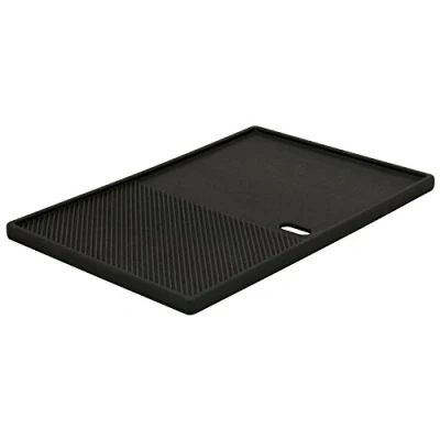 Afbeelding van BBQ Toro Gietijzeren grillplaat, 39 x 26,5 cm, omkeerbare plaat, geëmailleerd, aan beide zijden bruikbaar, rechthoekig, universeel en massief, geschikt voor BBQ, gasgrill, houtskoolgrill,