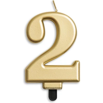 Afbeelding van Kaars 2 jaar Goud Metallic 8cm