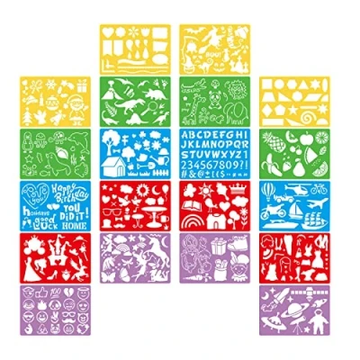 Afbeelding van 20Pack Tekening Stencil, Plastic Schilderij Sjablonen, Herbruikbare DIY Ambachten, Verschillende Pattens Wasbare Stencils voor Kinderen Decoratie Journal Scrapbooking Kaarten