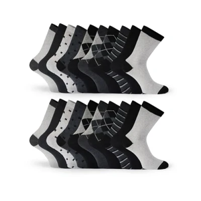 Afbeelding van Basic Treasure 20 paar sokken voor heren, katoenen sokken, zwart of blauw, ademende herensokken, grijs (grey mix), 47/49 EU