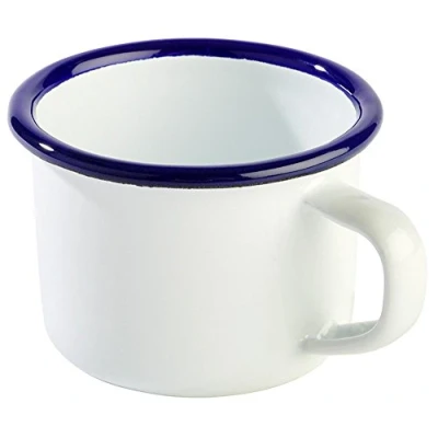 Afbeelding van Multi Krus 10 cl Ø7x5 cm Emaljebelagt stål Hvid/Blå kant,1 st, Kopje, Wit