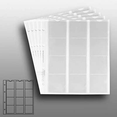 Afbeelding van 5 numismatic Prophila Kobra coin sheets, 12 pockets up to 44 mm diameter