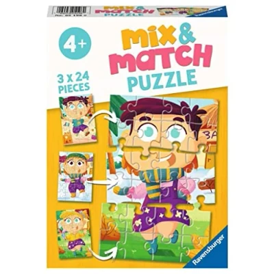 Afbeelding van Ravensburger Kinderpuzzel Mix &amp; Match Bonte kleren 3 x 24 stukjes