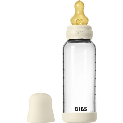 Afbeelding van BIBS Fles Medium Flow 240 ml Glas/Latex Ivory