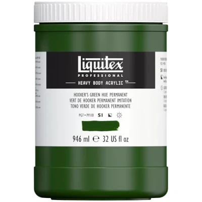 Afbeelding van Liquitex 4413224 Professional Heavy Body Acrylfarbe in Künstlerqualität mit ausgezeichneter Lichtechtheit buttriger Konsistenz, 946ml Topf Hooker&#039;s Grün Farbton