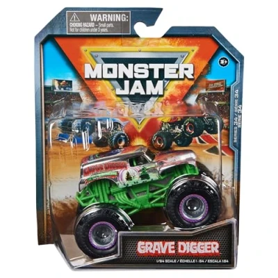 Afbeelding van Monster Jam 2024 Officiële 1:64 Diecast Truck Series 34 Legacy Trucks 25e verjaardag Chrome Grave Digger