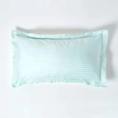 Afbeelding van HOMESCAPES Blauwe zuivere Egyptische katoenen kingsize Oxford kussensloop, 330 en 500 draadtelling percal equivalent satijnen kussensloop met streepje, set van 2