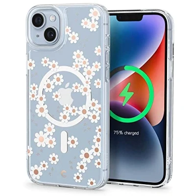 Afbeelding van CYRILL by Spigen Cecile Mag Cover Compatibel met iPhone 14 6.1&quot; (2022) Flower Flowers transparant patronen TPU Bumper beschermhoes White Daisy