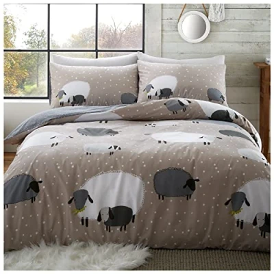 Afbeelding van GC GAVENO CAVAILIA Dieren Dekbedovertrek King Size, ademende bedrukte natuurlijke quilthoezen, gemakkelijk te onderhouden wasbare schapen beddengoed set (230 x 220cm)