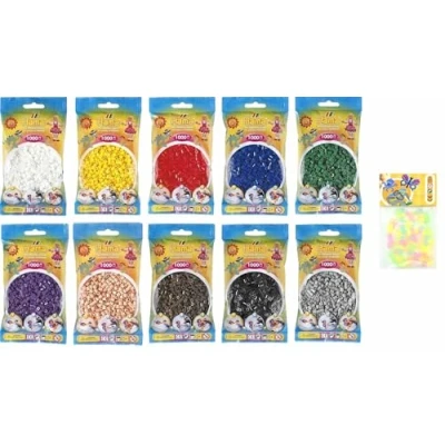 Afbeelding van Hama Convulut Midi strijkkralen (Kon 3), 10 kleuren (wit, geel, rood, paars, groen, blauw, bruin, zwart, grijs, huidskleurig) + gratis HPT stiftplaat eend met papieren sjabloon en strijkpapier