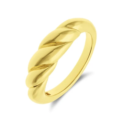Afbeelding van Lucardi Dames Zilveren goldplated Ring croissant 925 Zilver Goudkleurig 18 / 57 mm