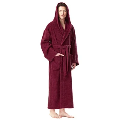 Afbeelding van Astrom Herenbadjas met capuchon, 100% Katoenen, Heren Maat: L, Unisex L XL, Bourgondy