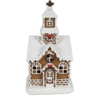 Afbeelding van Clayre &amp; Eef Gingerbread house met LED 8x7x15 cm Bruin Kunststof Peperkoekhuisje