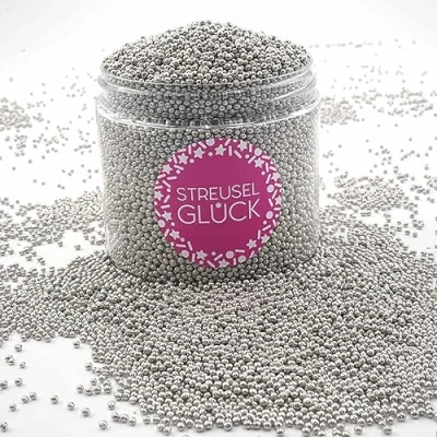 Afbeelding van Strooisel Gelukstrooisel Just Pure zilver 180 g non pareille suikerparels suikeststrooisel kinderverjaardag Kerstmis taartdecoratie cupcakes muffins kerst taartstrooisel koekjes taart