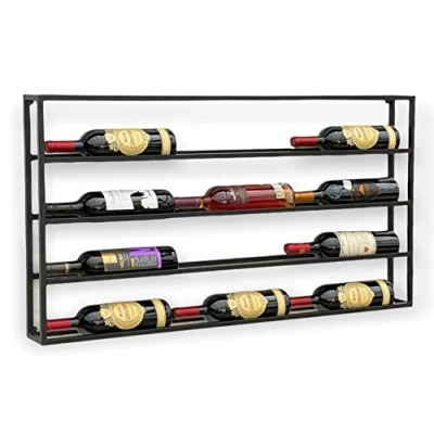 Afbeelding van DanDiBo Wijnrek metaal wand 100 cm zwart flessenrek 96239 flessenhouder wandmontage moderne wandhouder wandrek voor 15 flessen