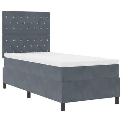Afbeelding van vidaXL Boxspringbed met Matras &amp; LED Donkergrijs 90x200 cm Fluweel