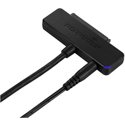 Afbeelding van Poppstar Harde Schijf Adapter met Voeding (USB 3.1 Gen 1 Type A) Sata USB Kabel voor externe Hardeschijven (SSD, HDD, 2,5&quot; en 3,5&quot;) bij PC Notebook tot 10 gb/s, UASP Support, Kabellengte 1m