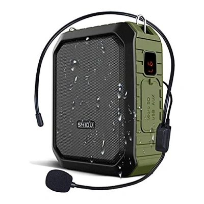 Afbeelding van SHIDU Bluetooth Verstärker, persönlicher Sprachverstärker 18W mit kabelgebundenem Mikrofon Headset Tragbarer wasserdichter Lautsprecher Wiederaufladbare PA System Powerbank für Lehrer