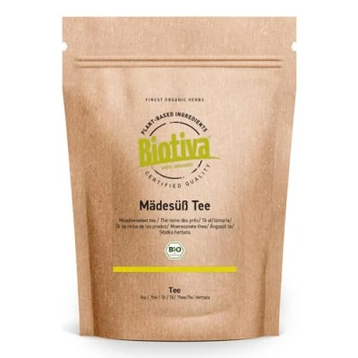 Afbeelding van Biotiva moerasspirea Thee Biologisch 250g echte zonder toevoegingen veganistisch 100% biologische kwaliteit gebotteld en gecontroleerd in Duitsland