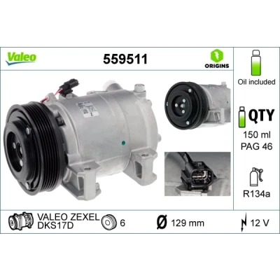 Afbeelding van Compressor, airconditioning VALEO 559511