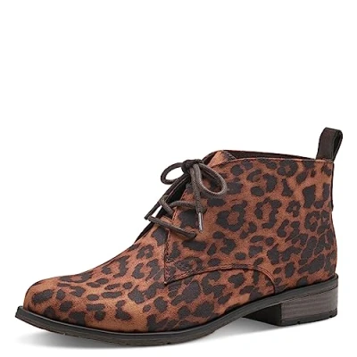 Afbeelding van MARCO TOZZI dames 2 25101 41 Lace Boot Flat, Leo Cognac, 39 EU