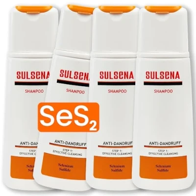 Afbeelding van 4 x SULSENA ANTI ROOS Shampoo RUSTGEVENDE KALMERENDE DIEP REINIGENDE EFFECTIEVE DANDRUFF met Selenium Sulfide voor Elk Haartype MAN en VROUW Set 600 ml