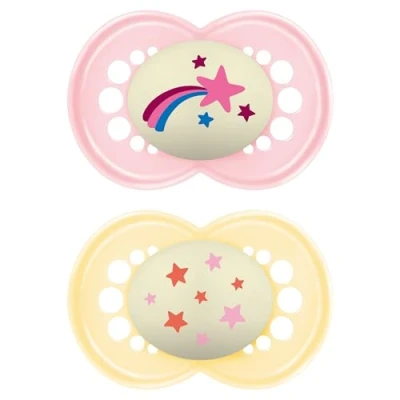 Afbeelding van MAM Originele Night fopspeen in set van 2, rubber met fopspeenbox, 6+ maanden, roze
