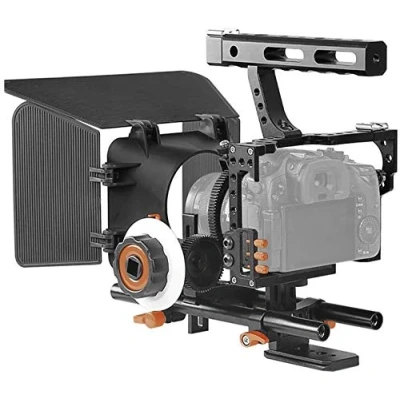 Afbeelding van Andoer C500 camera Rig aluminiumlegering kit met cage, matte box + volgt, Follow Focus+ handgreep 15 mm stang, camerarecorder videokooi installatieset film voor Panasonic GH4