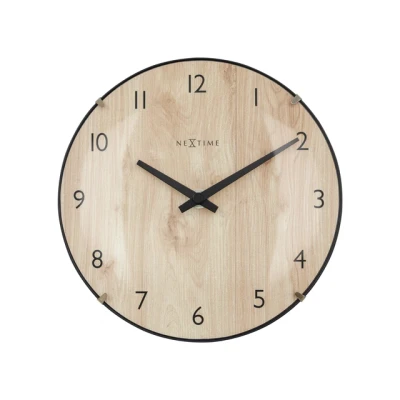 Afbeelding van Tafelklok Nextime Edge Wood Mini 20 cm houtkleurig gebolde glazen lens