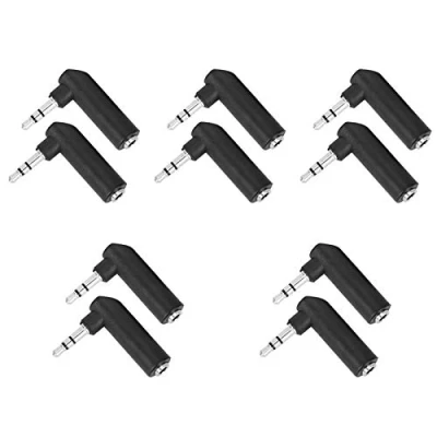 Afbeelding van 10 stks Audio Adapter, Stereo Jack Hoofdtelefoon Adapter 90 Graden 3,5mm Male naar Vrouwelijke Connector voor Oortelefoon