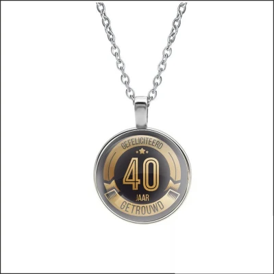 Afbeelding van Ketting Glas Gefeliciteerd 40 Jaar Getrouwd