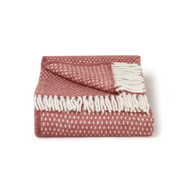 Afbeelding van Klippan Knut Plaid deken van lamswol 130 x 200 cm Kersenrood