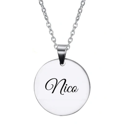 Afbeelding van Ketting RVS Met Naam Gravering Nico Zilver Rond