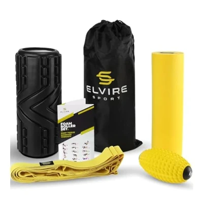 Afbeelding van Elvire Sport Foam Roller Massageset voor Diep Weefsel Schuimrollers, Massageroller en bal, Voetroller Verlicht pijn Geel