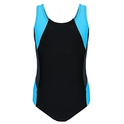Afbeelding van Aquarti Meisjes Badpak met Racerback, Zwart/Grafiet/Blauw, 170