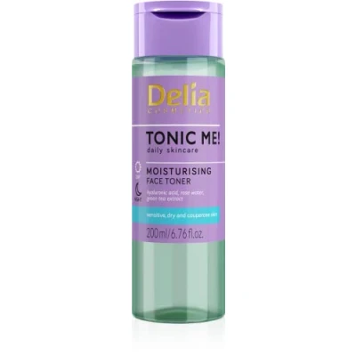 Afbeelding van Delia Cosmetics Tonic Me Moisturizing Gevoelige, Droge Huid Hyaluronzuur, Rozenblaadje, Groene Thee en Kamille Extract Verfrist, Kalmeert, Hydrateert Veganistisch 200ml
