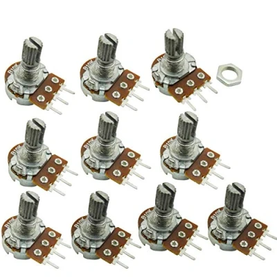 Afbeelding van Aihasd 10 STKS B10K 10K Ohm Adjustment Single Linear Rotary Taper Potentiometer Shaft 15 mm