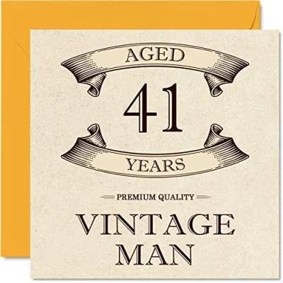 Afbeelding van Vintage 41e verjaardagskaarten voor mannen leeftijd 41 jaar leuke verjaardagskaart collega vader echtgenoot vriend oom broer vriend, 145 mm x wenskaarten,
