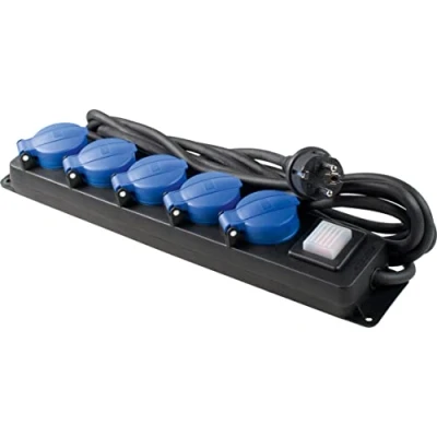 Afbeelding van AS Schwabe 38605 Stekkerdoos met schakelaar 5 voudig Zwart, Blauw Randaarde stekker