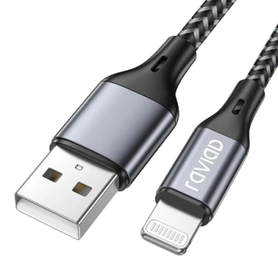 Afbeelding van RAVIAD iPhone oplaadkabel [MFi Gecertificeerd 1.2M/4ft] Lightning kabels USB Oplader Cable voor 12/ Mini/ 12 Pro/ Pro Max, SE/ 11/11 Pro/X/XR/XS MAX/ 8/8 Plus/ 7, iPad Grijs
