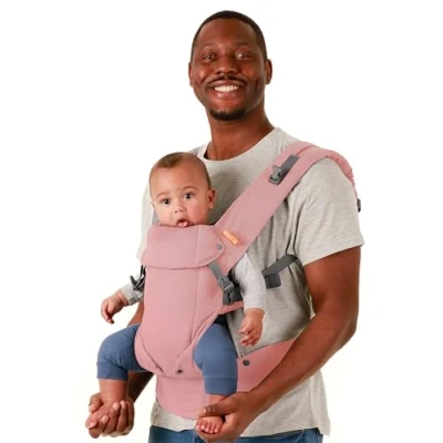 Afbeelding van Beco Gemini Draagzak Pasgeboren tot Peuter Baby Rugzak &amp; Voordrager met Verstelbare Zitting, Ergonomische Houder Carrier 3,2 15,9 kg (Roze Linnen)